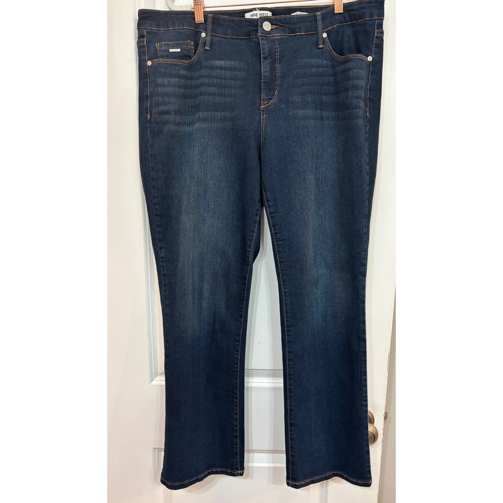 Nine West Gramercy Slim Straight Jeans Dark Wash Blue Plus Size 18W Average